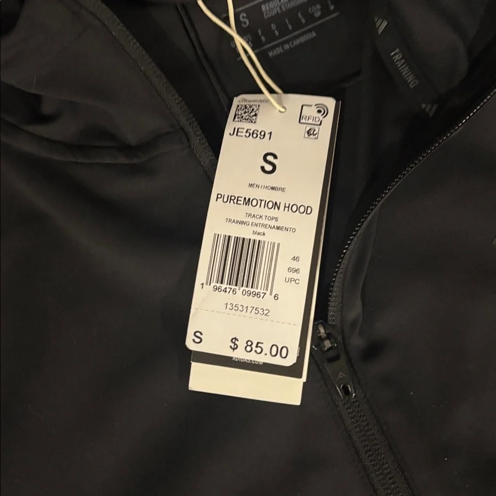 Adidas “PureMotion” Black Hooded Jacket size small